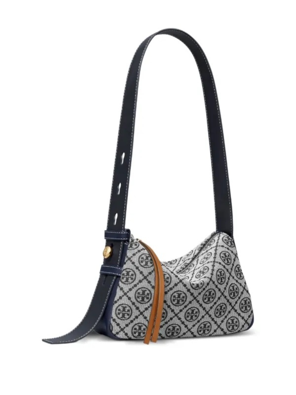 Tory Burch T Monogram, Small Romy Navy and Gray Shoulder Bag